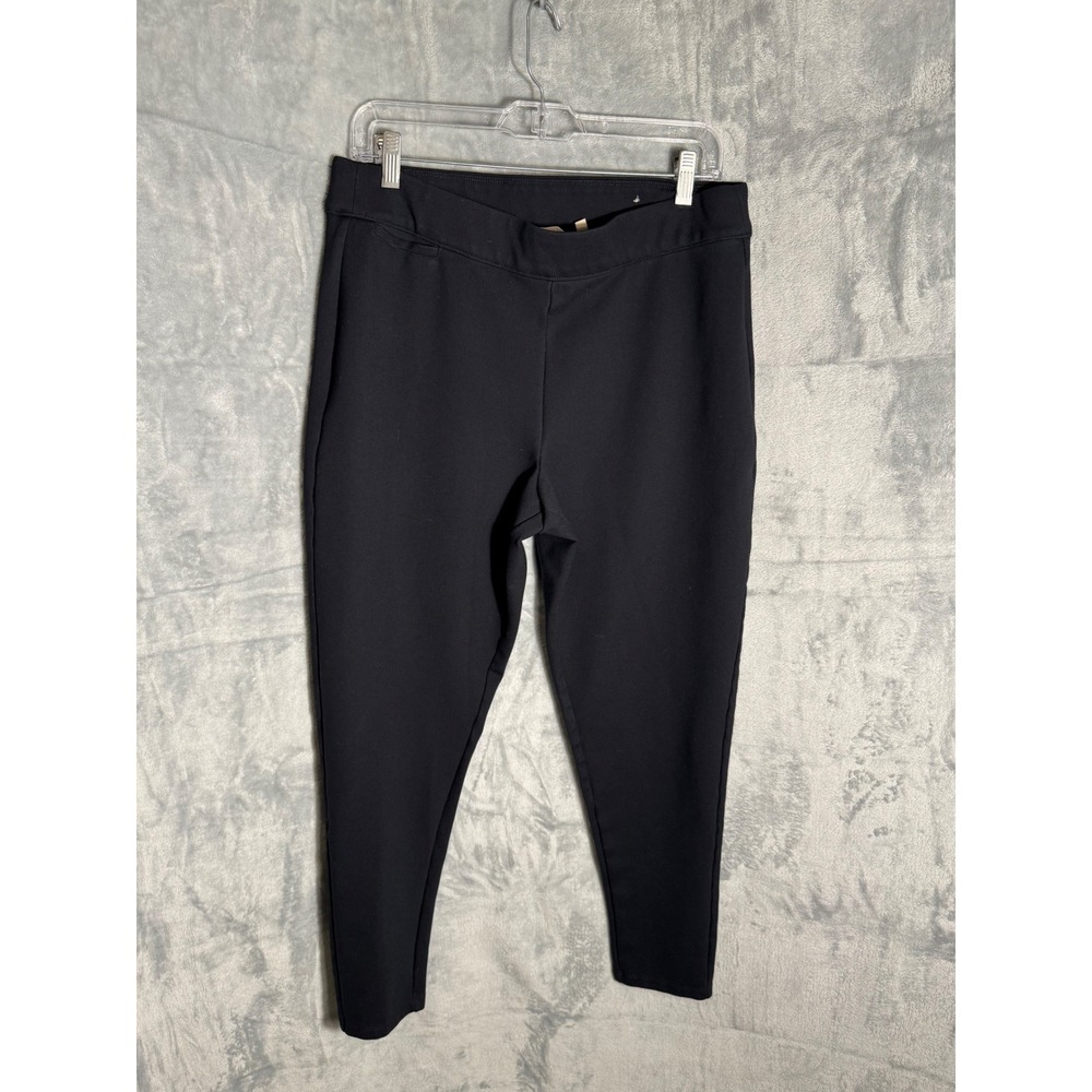 Soft Surroundings Womens Black Ponte Knit Tummy Control Pull On Pants L 2FY74